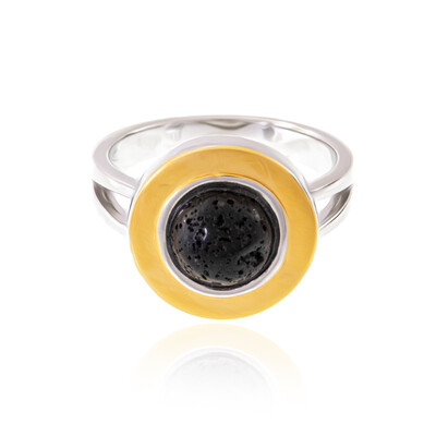 Zilveren ring met een lava parel (MONOSONO COLLECTION)