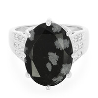 Zilveren ring met een sneeuwvlokken obsidiaan