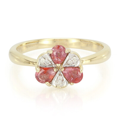 Gouden ring met Onverhitte Padparadscha Saffieren