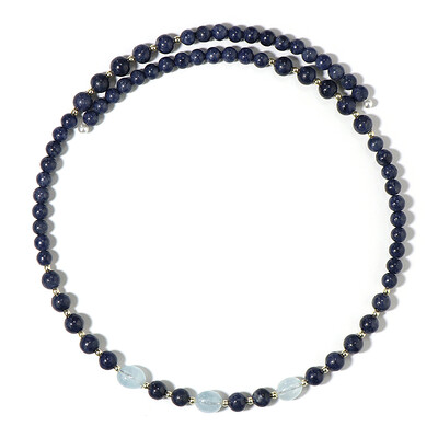 Stalen halsband met blauwe saffieren (Riya)