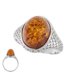 Zilveren ring met een cognac Baltische barnsteen