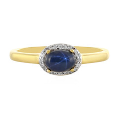 Zilveren ring met een blauwe ster saffier