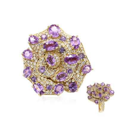 Gouden ring met een Onverhitte Purper Saffier