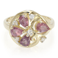 Gouden ring met Onverhitte Padparadscha Saffieren