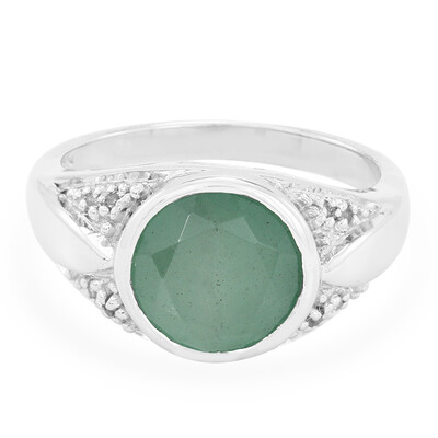 Zilveren ring met een groene chalcedoon