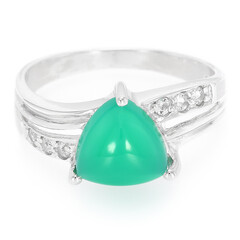 Zilveren ring met een groene chalcedoon