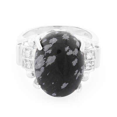 Zilveren ring met een sneeuwvlokken obsidiaan