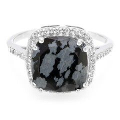 Zilveren ring met een sneeuwvlokken obsidiaan