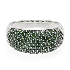 Zilveren ring met groene diamanten