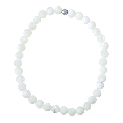 Zilveren armband met witte parelmoer