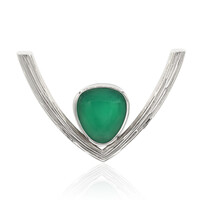 Zilveren hanger met een groene chalcedoon