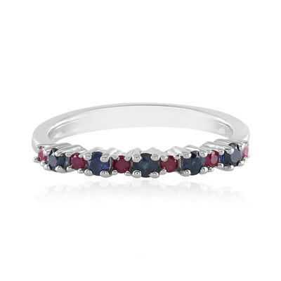 Zilveren ring met blauwe saffieren