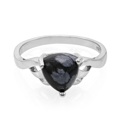 Zilveren ring met een sneeuwvlokken obsidiaan