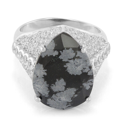 Zilveren ring met een sneeuwvlokken obsidiaan