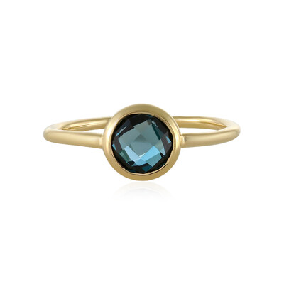 Gouden ring met een Londen-blauwe topaas