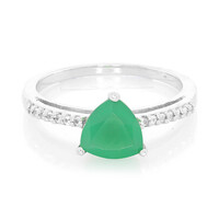 Zilveren ring met een groene chalcedoon