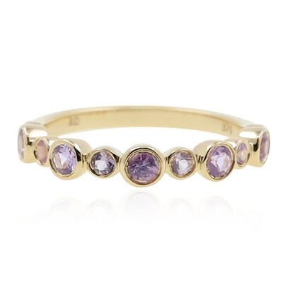 Gouden ring met Onverhitte Purper Saffieren