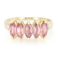 Gouden ring met Onverhitte Padparadscha Saffieren