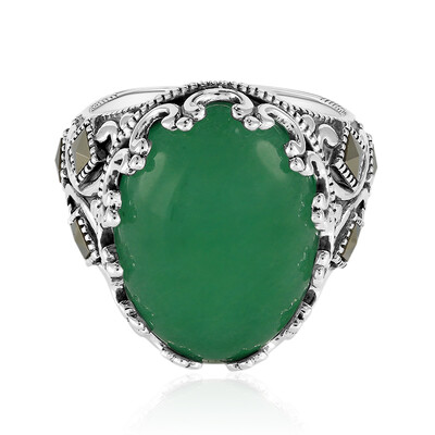 Zilveren ring met een groene agaat (Annette classic)