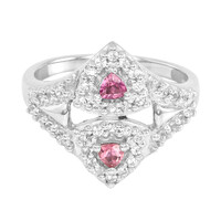 Zilveren ring met roze toermalijnen