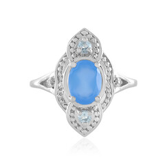 Zilveren ring met een Blauwe chalcedoon