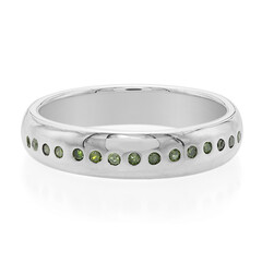 Zilveren ring met smaragdgroene diamanten