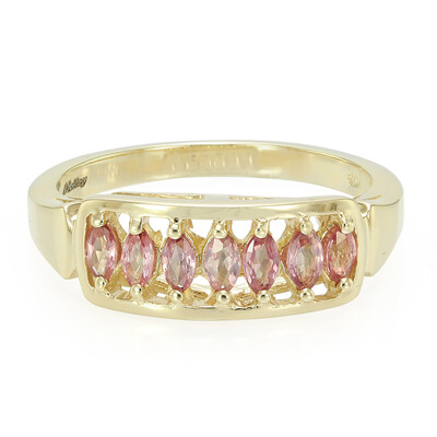 Gouden ring met Onverhitte Padparadscha Saffieren