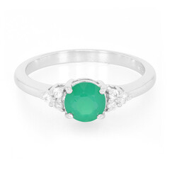 Zilveren ring met een groene chalcedoon