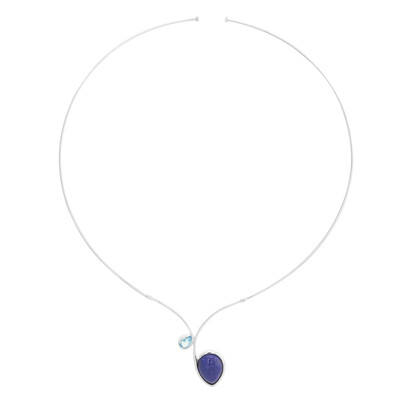 Zilveren hallsketting met een lapis lazuli