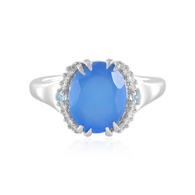 Zilveren ring met een Blauwe chalcedoon