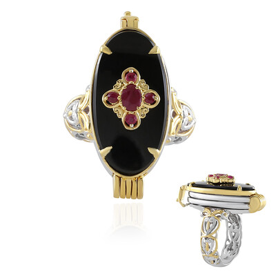 Zilveren ring met een zwarte onyx (Gems en Vogue)