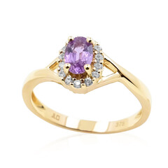 Gouden ring met een Onverhitte Purper Saffier