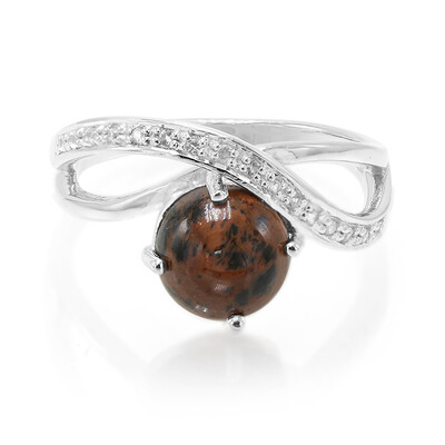 Zilveren ring met een mahonie obsidiaan