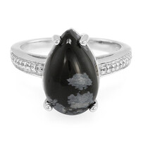 Zilveren ring met een sneeuwvlokken obsidiaan