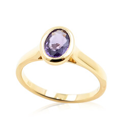 Gouden ring met een Onverhitte Purper Saffier