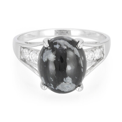 Zilveren ring met een sneeuwvlokken obsidiaan