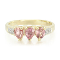 Gouden ring met Onverhitte Padparadscha Saffieren