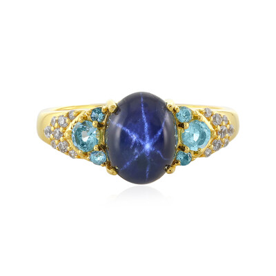 Zilveren ring met een blauwe ster saffier