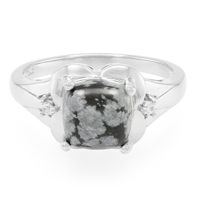 Zilveren ring met een sneeuwvlokken obsidiaan