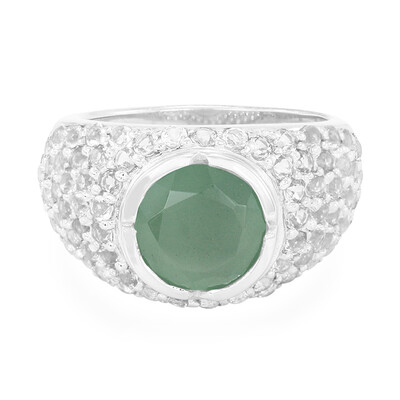 Zilveren ring met een groene chalcedoon