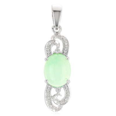 Zilveren hanger met een keizerlijk chrysopraas