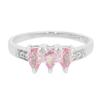 Zilveren ring met roze saffieren