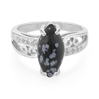 Zilveren ring met een sneeuwvlokken obsidiaan