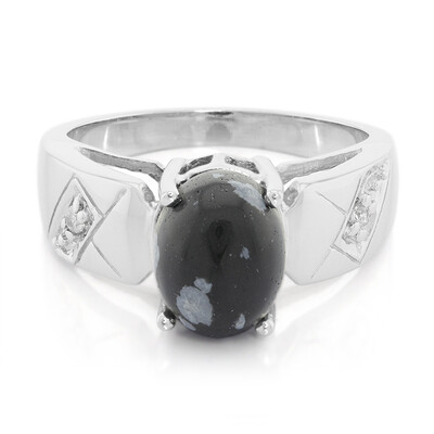 Zilveren ring met een sneeuwvlokken obsidiaan