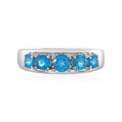 Zilveren ring met een neon blauwe apatiet