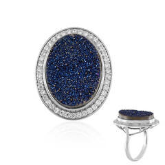 Zilveren ring met een Blauwe Glitter Agaat