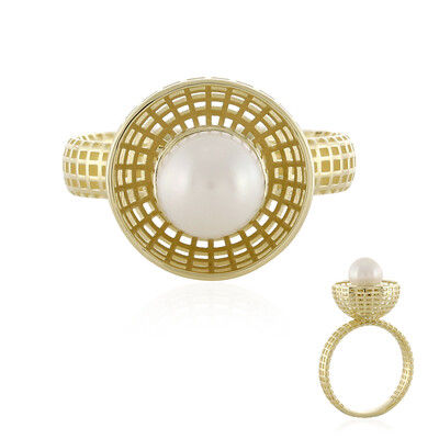 Gouden ring met een Witte zoetwater kweekparel (Ornaments by de Melo)