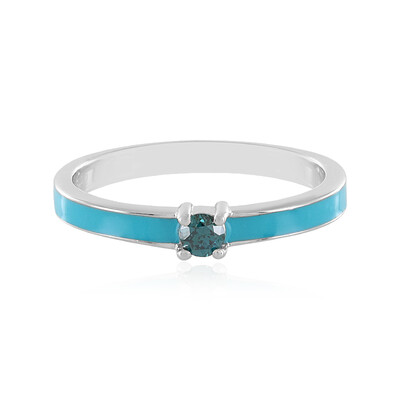 Zilveren ring met een I4 Blauwe Diamant