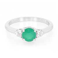 Zilveren ring met een groene chalcedoon