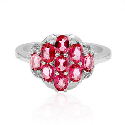 Zilveren ring met roze topaasstenen